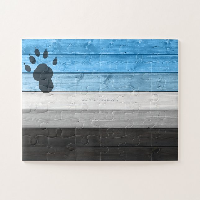 SlipperyJoe's black otter paw print hairy lean med Jigsaw Puzzle (Horizontal)