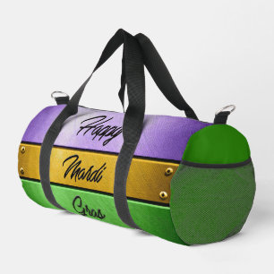 SlipperyJoe's bold Mardi Gras theme purple gold gr Duffle Bag