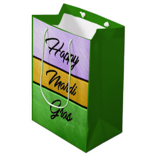 SlipperyJoe's bold Mardi Gras theme purple gold gr Medium Gift Bag