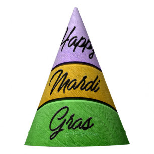 SlipperyJoe's bold Mardi Gras theme purple gold gr Party Hat