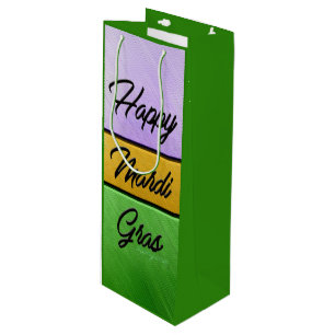 SlipperyJoe's bold Mardi Gras theme purple gold gr Wine Gift Bag
