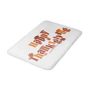 SlipperyJoe's bright festive Thanksgiving graphic Bath Mat