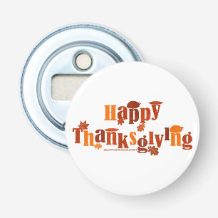SlipperyJoe's bright festive Thanksgiving graphic Bottle Opener