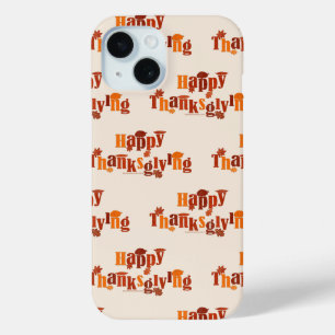 SlipperyJoe's bright festive Thanksgiving graphic iPhone 15 Case