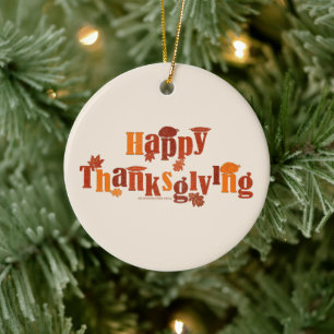 SlipperyJoe's bright festive Thanksgiving graphic Ceramic Ornament