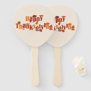 SlipperyJoe's bright festive Thanksgiving graphic Hand Fan