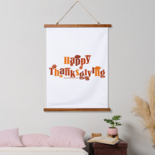 SlipperyJoe's bright festive Thanksgiving graphic Hanging Tapestry