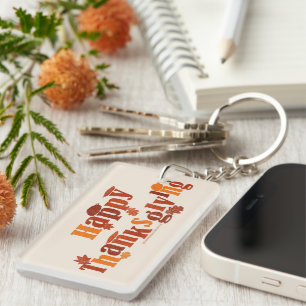 SlipperyJoe's bright festive Thanksgiving graphic Key Ring