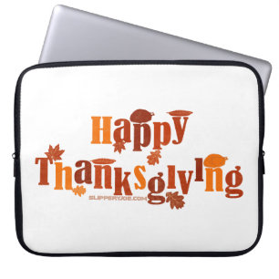 SlipperyJoe's bright festive Thanksgiving graphic Laptop Sleeve