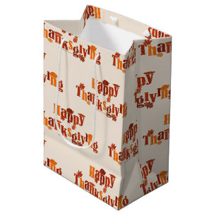 SlipperyJoe's bright festive Thanksgiving graphic Medium Gift Bag