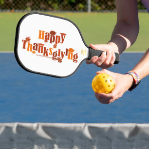 SlipperyJoe's bright festive Thanksgiving graphic Pickleball Paddle
