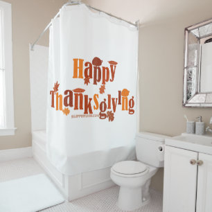 SlipperyJoe's bright festive Thanksgiving graphic Shower Curtain