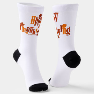 SlipperyJoe's bright festive Thanksgiving graphic Socks