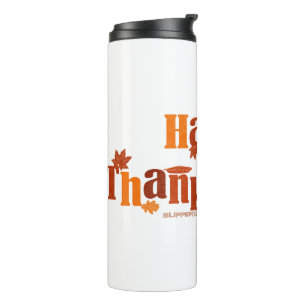 SlipperyJoe's bright festive Thanksgiving graphic Thermal Tumbler