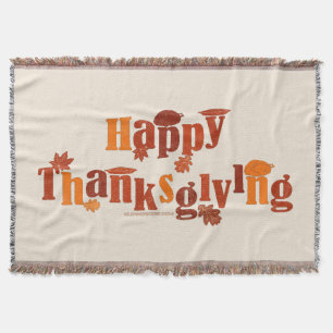 SlipperyJoe's bright festive Thanksgiving graphic  Throw Blanket