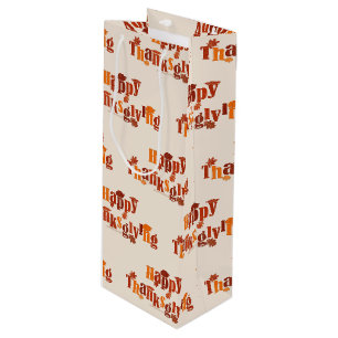 SlipperyJoe's bright festive Thanksgiving graphic Wine Gift Bag