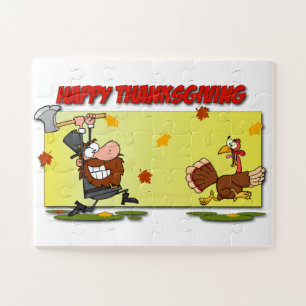 SlipperyJoe's bright playful Thanksgiving cartoon Jigsaw Puzzle