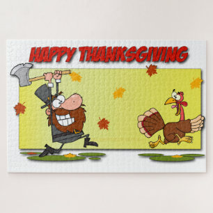 SlipperyJoe's bright playful Thanksgiving cartoon Jigsaw Puzzle