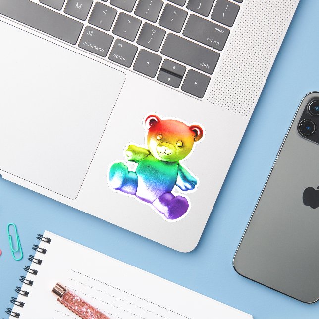 SlipperyJoe's brushed metal teddy bear smooth grad (Laptop w/ iPhone)