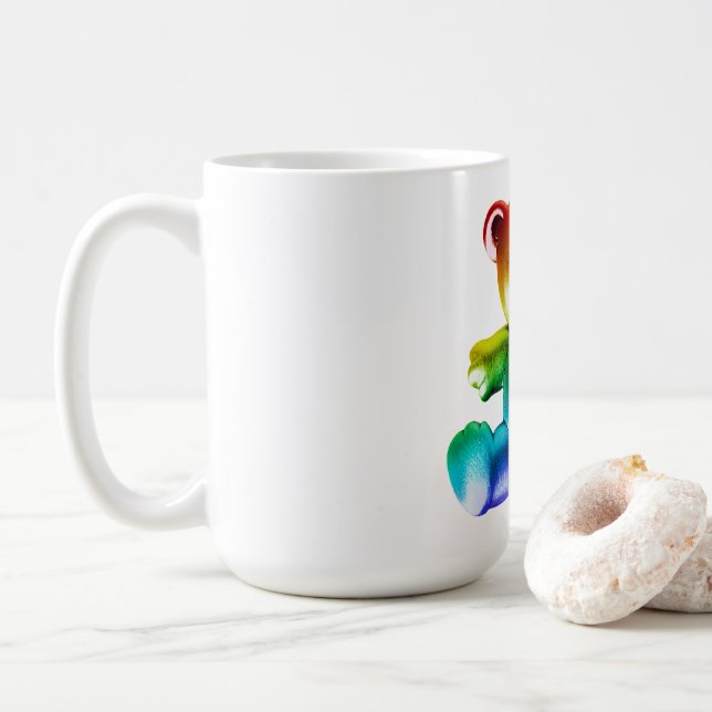 SlipperyJoe's brushed metal teddy bear smooth grad Coffee Mug (With Donut)