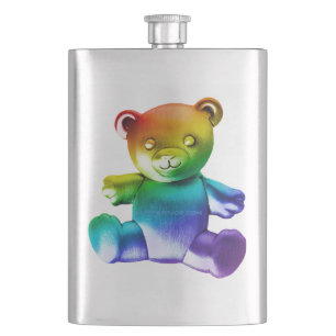 SlipperyJoe's brushed metal teddy bear smooth grad Hip Flask