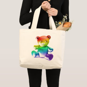 SlipperyJoe's brushed metal teddy bear smooth grad Large Tote Bag