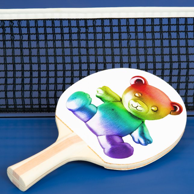 SlipperyJoe's brushed metal teddy bear smooth grad Ping Pong Paddle (Insitu)