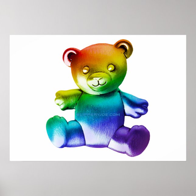 SlipperyJoe's brushed metal teddy bear smooth grad Poster (Front)