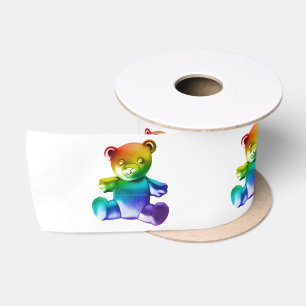SlipperyJoe's brushed metal teddy bear smooth grad Satin Ribbon