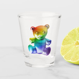 SlipperyJoe's brushed metal teddy bear smooth grad Shot Glass