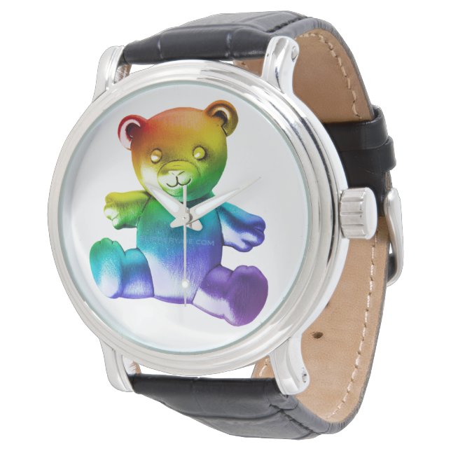 SlipperyJoe's brushed metal teddy bear smooth grad Watch (Angled)