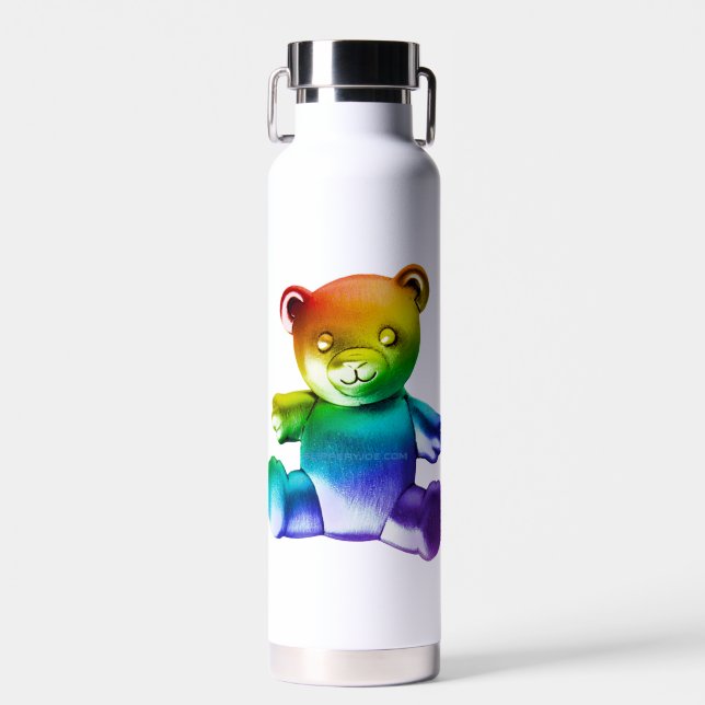 SlipperyJoe's brushed metal teddy bear smooth grad Water Bottle (Front)