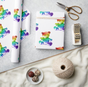 SlipperyJoe's brushed metal teddy bear smooth grad Wrapping Paper