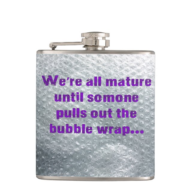 SlipperyJoe's Bubble Wrap popping funny saying pur Hip Flask (Front)