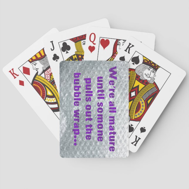 SlipperyJoe's Bubble Wrap popping funny saying pur Playing Cards (Back)