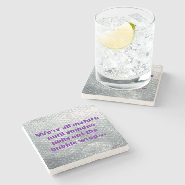 SlipperyJoe's Bubble Wrap popping funny saying pur Stone Coaster (Side)