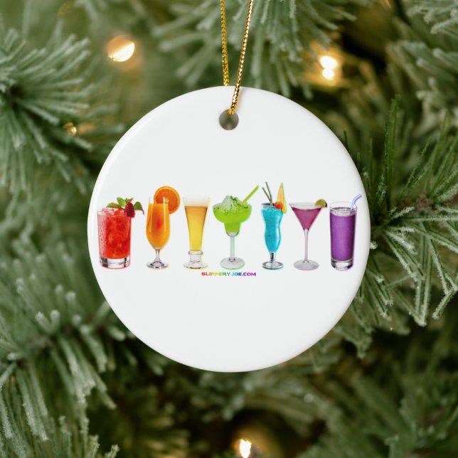 SlipperyJoe's cheers alcohol cocktails LGBTQIA gay Ceramic Ornament (Tree)