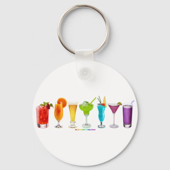 SlipperyJoe's cheers alcohol cocktails LGBTQIA gay Key Ring (Front)