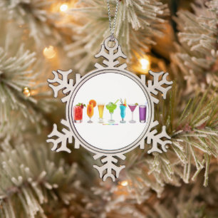 SlipperyJoe's cheers alcohol cocktails LGBTQIA gay Snowflake Pewter Christmas Ornament