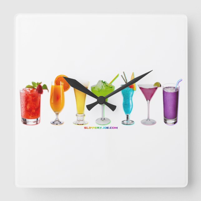SlipperyJoe's cheers alcohol cocktails LGBTQIA gay Square Wall Clock (Front)