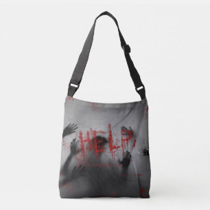 SlipperyJoe's chilling horror-themed visual thick Crossbody Bag
