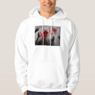 SlipperyJoe's chilling horror-themed visual thick Hoodie