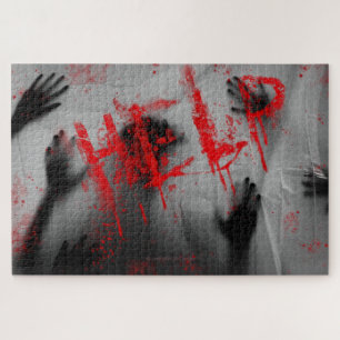 SlipperyJoe's chilling horror-themed visual thick  Jigsaw Puzzle