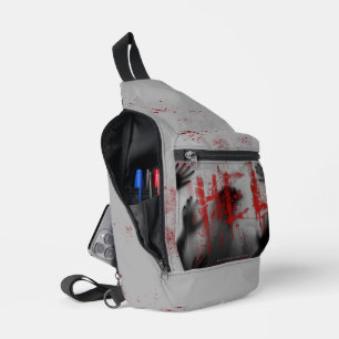 SlipperyJoe's chilling horror-themed visual thick Sling Bag