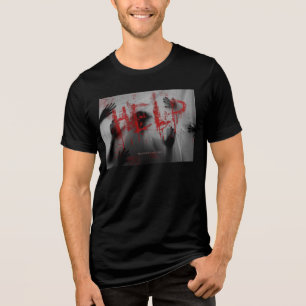SlipperyJoe's chilling horror-themed visual thick Tri-Blend Shirt