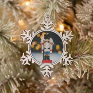 SlipperyJoe's Christmas classic nutcracker ornamen Snowflake Pewter Christmas Ornament