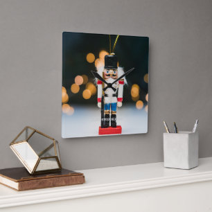 SlipperyJoe's Christmas classic nutcracker ornamen Square Wall Clock