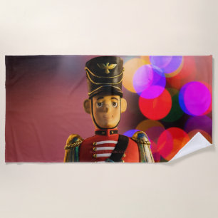 SlipperyJoe's Christmas classic toy soldier friend Beach Towel