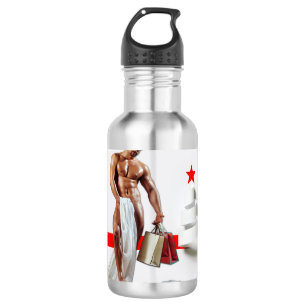 SlipperyJoe's Christmas shopping white paper spira 532 Ml Water Bottle