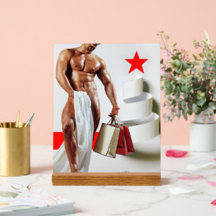 SlipperyJoe's Christmas shopping white paper spira Acrylic Sign